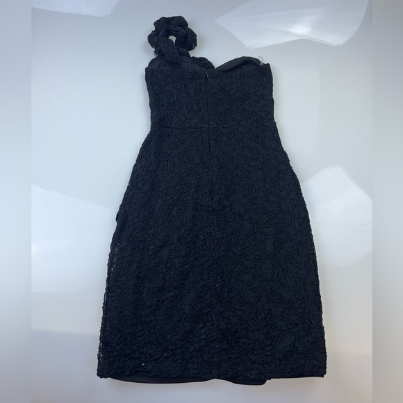 ModCloth Mystic Black Lace Sheath One Shoulder Dress Ruched N246-12 - Picture 4 of 7